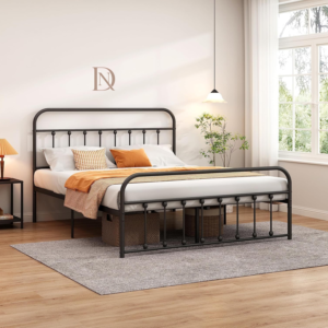 Nzone Classic Metal Platform Bed Frame with Heaboard and Footboard