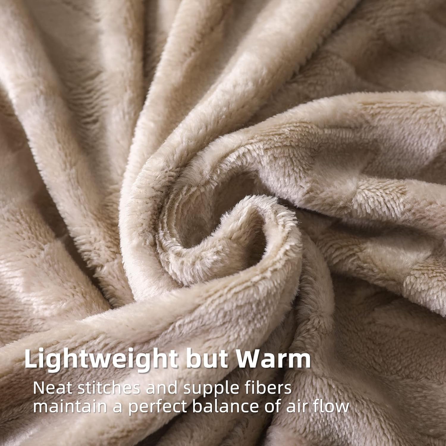 Fleece Queen Size Bed Blanket Champagne - Image 5
