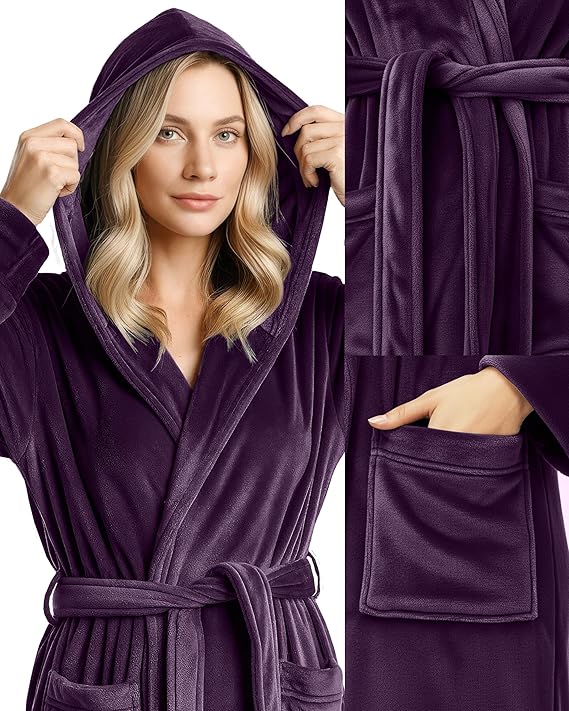 NY Threads Women's Fleece Hooded Robe - Image 6