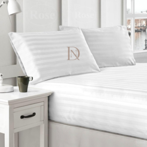 Luxurious Hotel Stripe Fitted Sheet with Deep Pockets and Pillow Cases